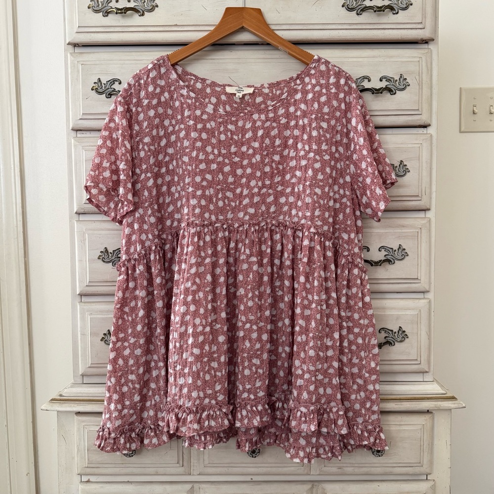 Vici Pink Floral Babydoll Short Sleeve Top